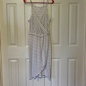 Striped faux wrap summer dress